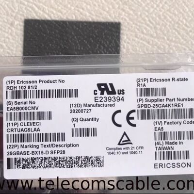 Original Ericsson RDH 102 81/1  RDH 102 81/2 25GBASE-BX15-D SFP28 Optical Module / Optical Transceiver