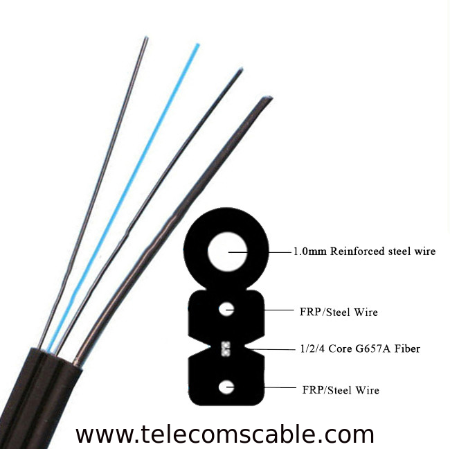 Black Optical Fiber Self Supporting FTTH Drop Cable